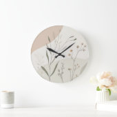 Abstract Botanical Clock – Minimal Wildflower N Große Wanduhr (Zuhause)