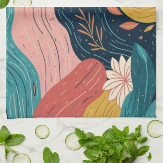 Abstract Botanical Flow Geschirrtuch (Gefaltet)