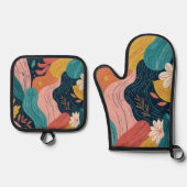 Abstract Botanical Flow Ofenhandschuh & Topflappen-Set (Vorderseite)