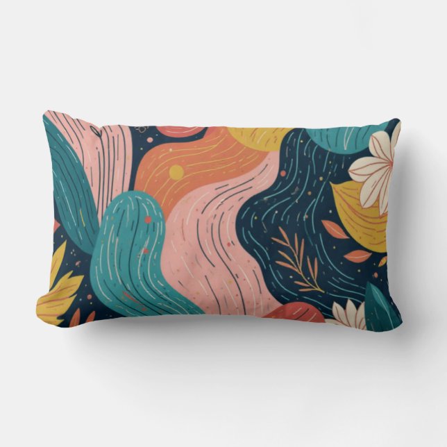 Abstract Botanical Flow Throw Pillow Lendenkissen (Vorderseite)