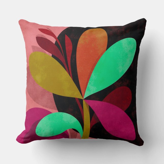Abstract Botanical Throw Pillow Kissen (Vorderseite)