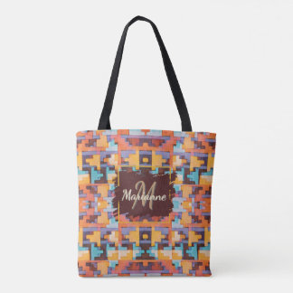 Abstract Bright Earth Tones Southwest Tote Tasche
