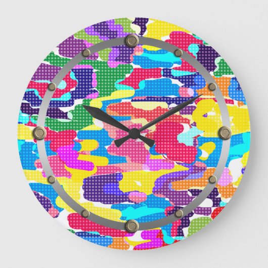 Abstract bright multicolored große wanduhr (Vorderseite)