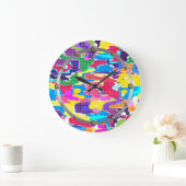 Abstract bright multicolored große wanduhr (Zuhause)