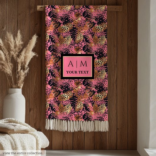 Abstract bright watercolor leopard skin throw fleecedecke