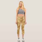 Abstract Brushed Gold Texture Capri Leggings (Vorderseite)
