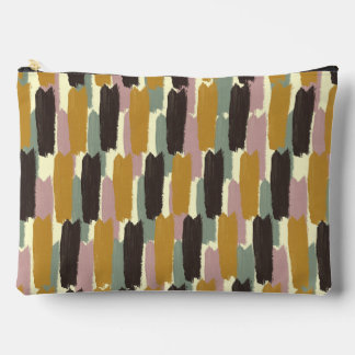 Abstract Brushstroke Stripe Retro Botanical  Zubehörtasche