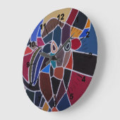 Abstract Bull Painting by Alfred Fox Große Wanduhr (Winkel)