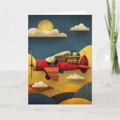 Abstract Bunny Flies Airplane Clouds Custom Easter Karte (Vorderseite)