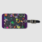 Abstract Butterflies and Geometric Circles Pattern Gepäckanhänger (Vorderseite (Horizontal))