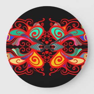 Abstract Butterflies Große Wanduhr