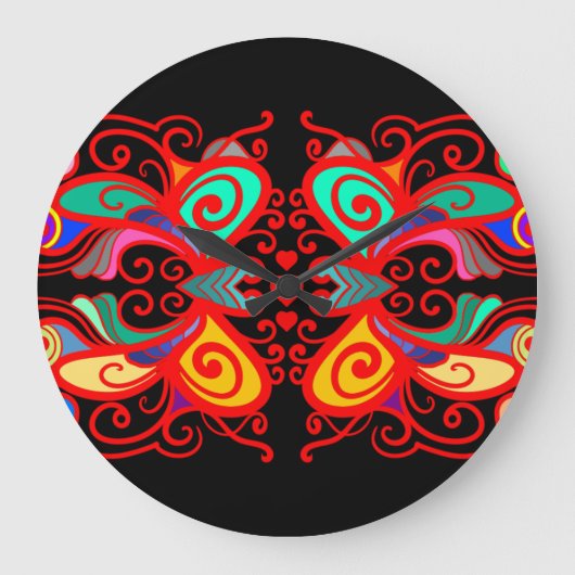 Abstract Butterflies Große Wanduhr (Vorderseite)