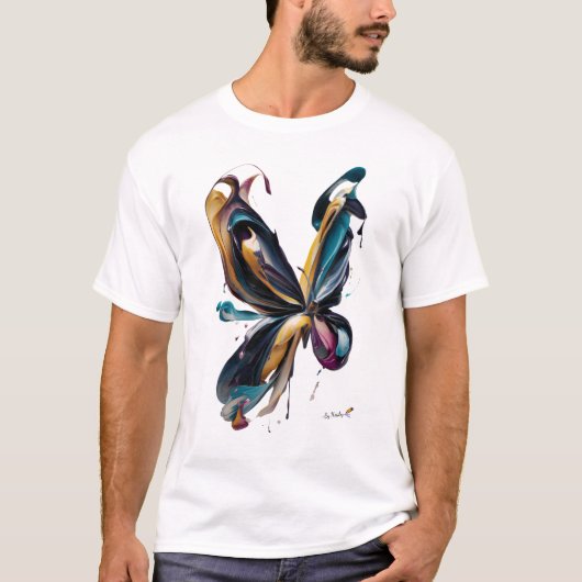 Abstract Butterfly Art – Flowing Color Expression T-Shirt (Vorderseite)