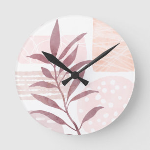 Abstract Calming Watercolor Shapes Runde Wanduhr