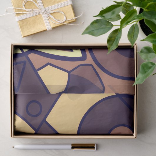 Abstract Cat Art Brown Beige Seidenpapier (Geschenk)