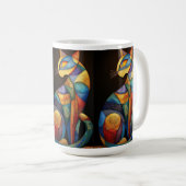 Abstract Cat Coffee Mug–Colorful Geometric Kaffeetasse (VorderseiteRechts)