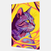 Abstract Cat: Pop Art Psychedelic Swirl Acrylschild (Winkel)