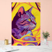 Abstract Cat: Pop Art Psychedelic Swirl Acrylschild (Hochzeit)