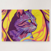 Abstract Cat: Pop Art Psychedelic Swirl Puzzle (Horizontal)