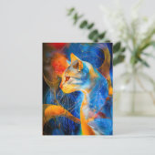 Abstract Cat Portrait Amidst Galactic Wonders Postkarte (Stehend Vorderseite)