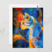 Abstract Cat Portrait Amidst Galactic Wonders Postkarte (Vorne/Hinten)