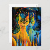 Abstract Cat Portrait Amidst Galactic Wonders Postkarte (Vorne/Hinten)