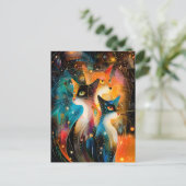 Abstract Cat Portrait Amidst Galactic Wonders Postkarte (Stehend Vorderseite)