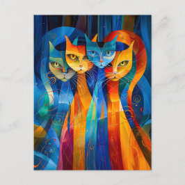 Abstract Cat Portrait Amidst Galactic Wonders Postkarte