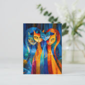 Abstract Cat Portrait Amidst Galactic Wonders Postkarte (Stehend Vorderseite)