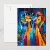 Abstract Cat Portrait Amidst Galactic Wonders Postkarte (Vorne/Hinten)