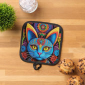 Abstract Cat With Yellow Eyes Topflappen (Oben Unten)