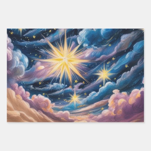 Abstract Celestial Stars and Clouds Geschenkpapier Set (Vorderseite 2)