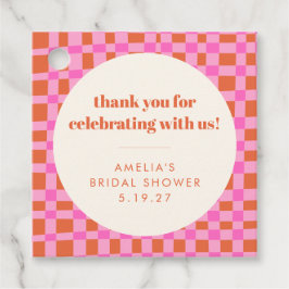 Abstract Checker Pink Custom Bridal Shower Thank Geschenkanhänger