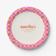 Abstract Checker Pink Orange Custom  21st Birthday