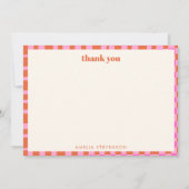 Abstract Checker Pink Orange Custom Baby Shower Dankeskarte (Vorderseite)