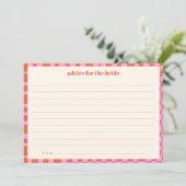 Abstract Checker Pink Orange Custom Bridal Shower Hinweiskarte (Stehend Vorderseite)