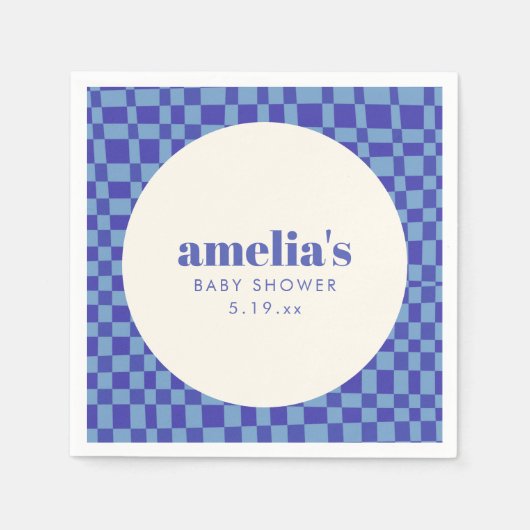 Abstract Checkerboard Blue Custom Baby Shower Serviette (Vorderseite)