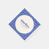 Abstract Checkerboard Blue Custom Baby Shower Serviette (Ecke)