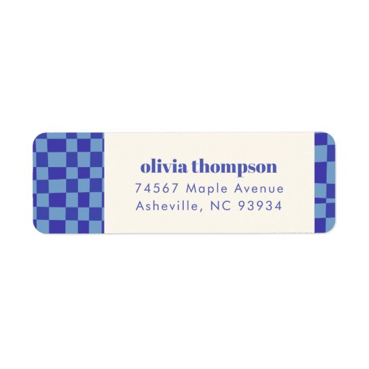 Abstract Checkerboard Blue Shower Return Address (Vorne)