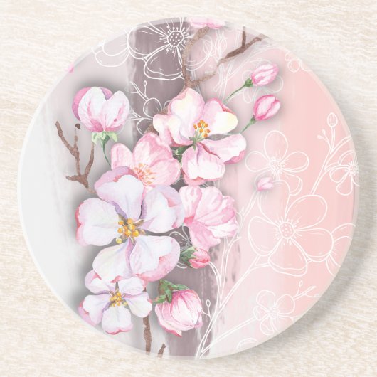 Abstract Cherry Blossoms Sandstone Coaster Getränkeuntersetzer (Vorne)