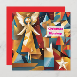 Abstract Christmas Holiday Angel Card Feiertagskarte