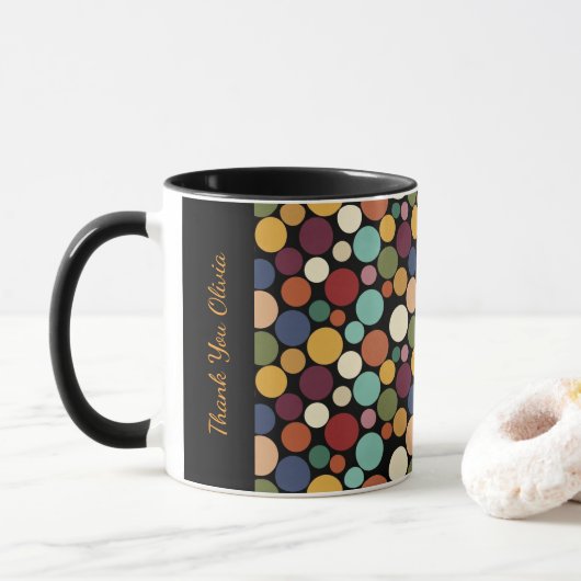 Abstract Circle Custom Message Gift Coffee Mug Tasse (Mit Donut)
