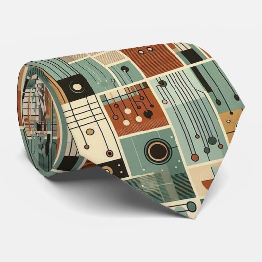 Abstract Circuit Board - Retro Mid Century Modern  Krawatte (Gerollt)