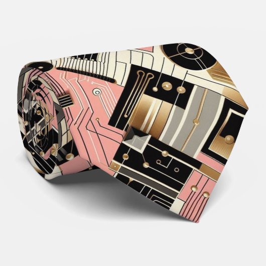Abstract Circuit Board - Retro Mid Century Modern  Krawatte (Gerollt)