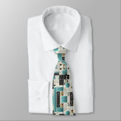 Abstract Circuit Board - Retro Mid Century Modern  Krawatte (Gebunden)