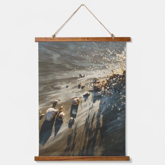 Abstract Coastal Sand Wave Texture Art Wandteppich Mit Holzrahmen (Vorderseite)
