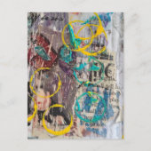 abstract collage blue yellow circles postkarte (Vorderseite)