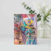 abstract collage circles and words postkarte (Stehend Vorderseite)