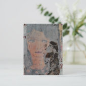 abstract collage with face and skeleton postkarte (Stehend Vorderseite)