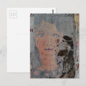 abstract collage with face and skeleton postkarte (Vorne/Hinten)